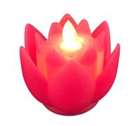 Allayu Lámpara de loto budista acogedora, luz LED tipo, parpadeo suave, para espacios de culto domésticos, lámpara de loto sin llama, luces LED de té de, rosa roja, 7.5 x 7 cm