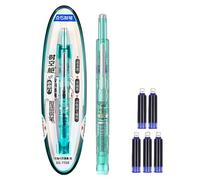 Allayu Pluma estilográfica con método de protección, Tinta Azul para una Escritura Impecable, Pluma estilográfica retráctil Writech Clictek, Pluma estilográfica Pilot, verder, Azul borrable 1+5