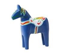 Allayu Regalo Artesanía Decoración Hogar Cumpleaños Inauguración Estatua Dalecarlian Tradicional para Madera Sueco Caballo Dala Pintado a Mano Pieza de Arte Estatua Dalecarlian, Azul, 16 x 4.5
