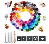 Allazone 115 Pz Juego de Lana de Fieltro con Aguja, 100 Color de Lana Suave Juego de Lana de Fieltro con Herramientas de Agujas de Fieltro de Lana para DIY Manualidades y Artesanía (100 Color)