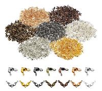 Allazone 1400 Pz Puntas de Cuentas Cubiertas de Nudos Concha Abierta Cubiertas de Nudos Tapas de Extremo Hallazgos de Joyería Puntas de Cuentas de Acero para Hacer Pulseras Collares