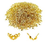 Allazone 1400 Pz Puntas de Cuentas Cubiertas de Nudos Concha Abierta Cubiertas de Nudos Tapas de Extremo Hallazgos de Joyería Puntas de Cuentas de Acero para Hacer Pulseras Collares (dorado)