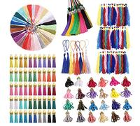 Allazone 200 Pz Mezcla Borla, 6 Estilo Colgantes de Borlas Mini Borla para Decoraciones Mini Borla de Cuero con Gorra para Llavero y Bricolaje Decoración