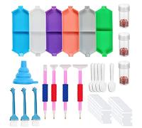 Allazone 23 Pz Diamante de Pintura Herramientas, Diamond Painting Kit Completo, Diamante Bandeja de Plástico, bolígrafos de Diamantes, Cepillo de Limpieza para Diamantes, Joyas, Manicura de Uñas