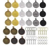 Allazone 24 Pz Bisel de Joyería Colgantes Cabujón con Domo de Vidrio, 15 Pz Hebilla Colgante para Hacer Joyas, Manualidades, Collares, Llaveros