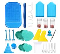 Allazone 26 Pz Diamante de Pintura Herramientas, Diamond Painting Kit Completo, Diamante Bandeja de Plástico, bolígrafos de Diamantes, Cepillo de Limpieza para Diamantes, Joyas