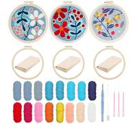 Allazone 3 Kit Aguja Perforadora para Adultos Principiantes Punch Needle Kit Plantas y Flores Punch Needle Bricolaje Kit de Bordado con Aguja Perforada con Instrucciones
