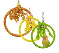 Allazone 3 Pz Juguetes para Pájaros, Juguetes para Periquitos, Anillo de Cuerda de Algodón para Pájaros, Perchas Pájaros Juguetes para Pequeños y Medianos Loros de Aves