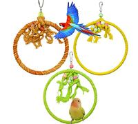 Allazone 3 Pz Juguetes para Pájaros, Juguetes para Periquitos, Anillo de Cuerda de Algodón para Pájaros, Perchas Pájaros Juguetes para Pequeños y Medianos Loros de Aves