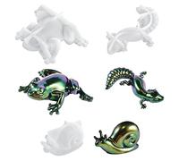 Allazone 3 Pz Molde de Resina de Silicona, 3D Molde Silicona Resina Animal, 3D Animal Moldes de Resina de Silicona Lagarto Rana Caracol para El Escritorio de La Pared, La Decoración Del Hogar