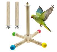 Allazone 3 Pz Soportes Perchas Pájaros, Percha de Pie para Pájaros Rotación, Juguete para Pájaro para Periquitos, Loros, Cacatúas, Pájaros, Cuerda de Cáñamo Estilo