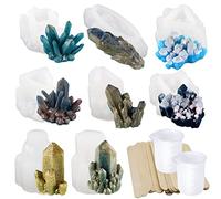 Allazone 30 Pz Resina Epoxi Moldes Kit, 8 Pz Moldes de Resina de Racimo de Cristal Silicona Moldes de Joyería para Collar de Llavero Artesanal, Decoración Del Hogar