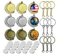 Allazone 36 Pz Bisel de Joyería Colgantes Cabujón con Domo de Vidrio, Colgante Bisel Redondos de Luna Giratoria Doble Cara, Hebilla Colgante para Hacer Joyas, Manualidades, Collares, Llaveros