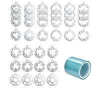 Allazone 36 Pz Colgantes de Bisel en Blanco Flores Gatos Mariposas Colgantes de Marco Marcos de Resina Huecos para Fundición de Resina, Collares, Pendientes, Plata