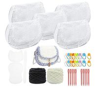 Allazone 37 Pz Tela Punto de Cruz de Plástico Hojas de Lona de Malla de Plástico para Proyectos de Punto de Cruz Bordado de Manualidades, 2 Colores Hilo Punto y Ganchillo