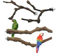 Allazone 4 Pz Perca de Pájaro, Pájaro de Madera Soporte de Perca, Palo de UVA Salvaje Natural, Juguetes para Pajaros Juguetes para Masticar Loros para Masticar Loros, Periquitos, Cacatúas