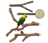 Allazone 4 Pz Perchas Naturales para Pájaro, Juguetes para Pajaros, Perca de Pájaro, Madera de UVA Salvaje para Jaulas de Pájaros para Cacatúas, Periquitos y Pinzones