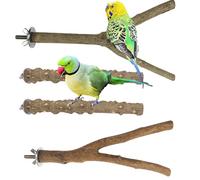 Allazone 4 Pz Perchas Naturales para Pájaros, Soportes de Madera para Jaulas de Cacatúas, Periquitos y Pinzones