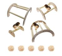 Allazone 4 Talla Perca de Pájaro, Soporte de Percha para Polluelo Naturales para Pájaros Pájaro de Madera Soporte de Perca con 5 Pz Bolas de Ratán para Gallinas Loro