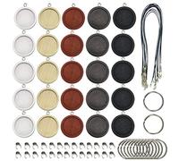 Allazone 45 Pz Madera Bisel de Joyería Colgantes Cabujón, 25 MM 5 Color Colgantes Redondos de Madera para Hacer Joyas, Manualidades, Collares, Llaveros