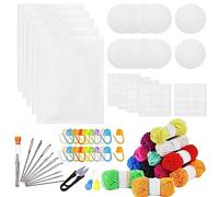 Allazone 45 Pz Tela Punto de Cruz de Plástico Hojas de Lona de Malla de Plástico para Proyectos de Punto de Cruz Bordado de Manualidades, 12 Colores Hilo Punto y Ganchillo