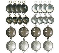 Allazone 48 Pz Bisel de Joyería Colgantes Cabujón Doble Agujero, Hebilla Colgante para Hacer Joyas, Manualidades, Collares, Llaveros