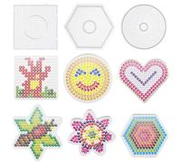 Allazone 5 mm Tableros de Perlas de Fusibles, Placas de Cuentas para Planchar, Placa de Cuentas Cuadrada para Cuentas Niños Artesanía Perla (9 Pz Formas Mixtas)