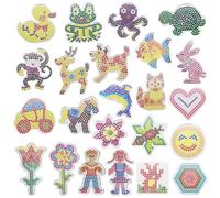 Allazone 5 mm Tableros de Perlas de Fusibles, Placas de Cuentas para Planchar, Placa de Cuentas Cuadrada para Cuentas Niños Artesanía Perla (23 Pz Formas Mixtas)