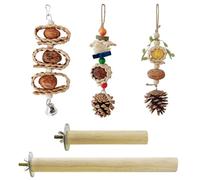 Allazone 5 Pz Juguetes para Pájaros, Juguete para Masticar Loros de Pájaros, Perchas para Pájaros, Madera de Salvaje para Jaulas de Pájaros para Cacatúas, Periquitos y Pinzones