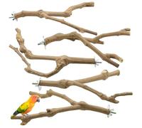 Allazone 5 Pz Percha de Madera Natural para Pájaros de UVA Salvaje, Soporte para Jaulas