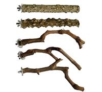 Allazone 5 Pz Soportes Perchas Pájaros, Perchas de Madera Natural para Pájaros, Perchas Madera para Pajaros, Madera de UVA Salvaje para Jaulas de Pájaros para Cacatúas, Periquitos y Pinzones