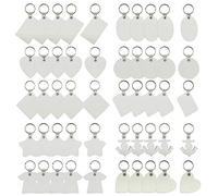 Allazone 50 Pz Colgantes de Sublimación en Blanco, 10 Formas Colgantes de Sublimación en Blanco MDF Colgante de Sublimación Personalizado, Llavero de Sublimación de Madera para DIY