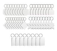 Allazone 50 Pz Colgantes de Sublimación en Blanco, 5 Formas Colgantes de Sublimación en Blanco MDF Colgante de Sublimación Personalizado, Llavero de Sublimación de Madera para DIY