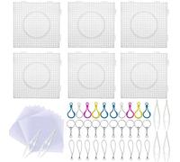 Allazone 52 Pz 5mm Grande Cuadrado Pegboards Plantillas con Cuentas Blancas, Papel de Planchado, Llavero, Placas Cuadrado Transparente para Cuentas Niños Artesanía Perla