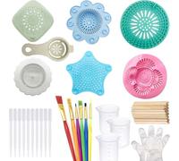 Allazone 53 Pz Colador de Fregadero de Plástico Acrílico, 8 Pz Desagüe para Fregadero, Colector de Pelos de Silicona, Colador de Silicona con Pincel para Pintar Bricolaje