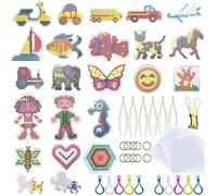 Allazone 54 Pz 5mm Pegboards Plantillas Grandes con Cuentas Blancas, Papel de Planchado y Llavero