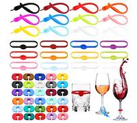 Allazone 54 Pz Silicona Marcador de Vidrio, 3 Estilo Marcadores de Taza de Silicona Marcadores de Copas de Vino para Copa para Bar Fiesta, Tazas Decoración