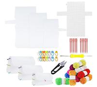 Allazone 58 Pz Tela Punto de Cruz de Plástico Hojas de Lona de Malla de Plástico para Proyectos de Punto de Cruz Bordado de Manualidades, 12 Colores Hilo Punto y Ganchillo