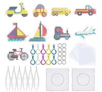 Allazone 5mm 22 Pz Transporte Auto Pegboards Plantillas Grandes con Cuentas Blancas, Papel de Planchado y Llavero