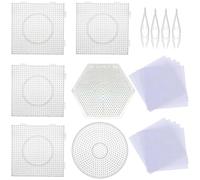 Allazone 5mm 6 Pz Pegboards Plantillas Grandes con 4 Pz Cuentas Blancas, 20 Pz Papel de Planchado