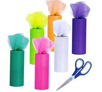 Allazone 6 Color Tela de Tul, Rollols de Tul Tela, Rollos Tul Cinta Rollos Tela Tul para Bricolaje para Tutú, Fiesta, Cumpleaños, Envoltura, Manualidades, Falda con Lazo, Boda