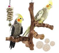 Allazone 6 Pz Percha para Pájaros de Madera Natural, Perchas Naturales para Loros, Periquitos, Canarios, Cacatúas