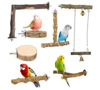 Allazone 7 piezas de perca de madera natural para pájaros, soporte para loros, escalada de pájaros, ramas de pie, juguete para pequeños tortolitos, periquitos y cacatúas