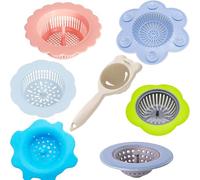 Allazone 7 Pz Colador de Fregadero de Plástico Acrílico, Desagüe para Fregadero, Colector de Pelos de Silicona, Colador de Silicona para Pintar Bricolaje