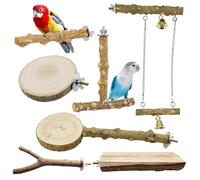 Allazone 7 Pz Perchas para Pájaros, Perca de Pájaro de Madera Natural, Juguetes para Periquitos, Accesorio para Jaulas de Pájaros para Cacatúas Agapornis