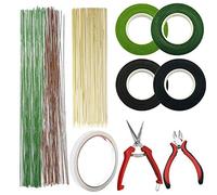 Allazone 7 Tipos Herramientas Arreglo Floral Kit, Alambre Floral Wire 22, 2 Estilo Cinta, 2 Estilo Cortador de Alambre Floral y Vara de Bambú para el Ramo de Boda DIY