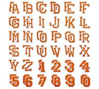 Allazone 72 Pz Parche Ropa Bordado, Parches Termoadhesivas con Letras de A-Z, Números del 0-9 para Zapatos Sombrero Bolsa Ropa, Naranja
