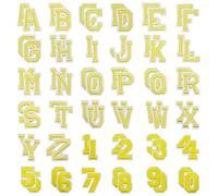 Allazone 72 Pz Parche Ropa Bordado, Parches Termoadhesivas con Letras de A-Z, Números del 0-9 para Zapatos Sombrero Bolsa Ropa, Amarillo