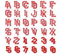 Allazone 72 Pz Parche Ropa Bordado, Parches Termoadhesivas con Letras de A-Z, Números del 0-9 para Zapatos Sombrero Bolsa Ropa, Rojo