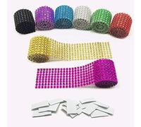 Allazone 8 Colores 8 Flas Cinta de Diamantes de Imitación de Acrílico para Pasteles de Boda, Cinta Autoadhesiva de Gancho y Bucle, Decoración de Cumpleaños, Baby Shower y Proyectos de Artesanía